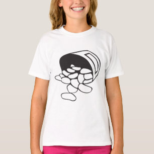 Verschüttete Bohnen Schwarz-Weiß-Umriss T-Shirt