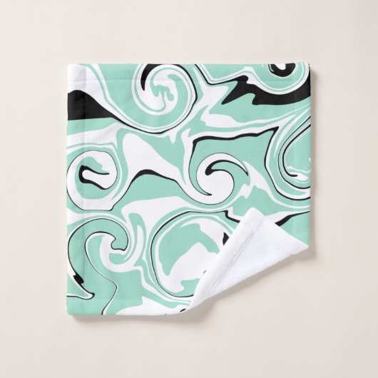 Verschüttung in Grün (Minze) Badhandtuch Set (Waschlappen)