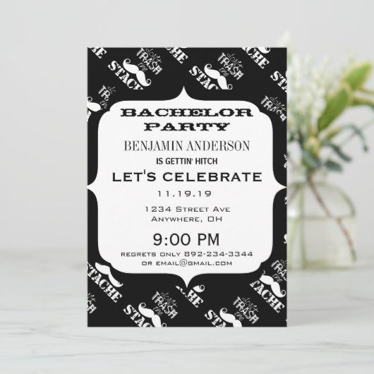 Verschwende nicht den Hipster Stache Mustache Retr Einladung (Stehend Vorderseite)