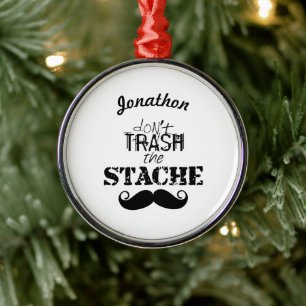 Verschwende nicht den Hipster Stache Mustache Retr Silbernes Ornament