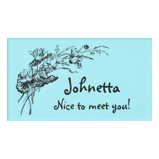 Verschwenderische Retro Blumenanzeige mit Namen Namenschild