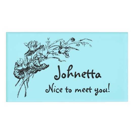 Verschwenderische Retro Blumenanzeige mit Namen Namenschild (Vorderseite)