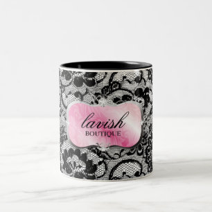 Verschwenderische rosa Servierplatte 311 u. Spitze Zweifarbige Tasse