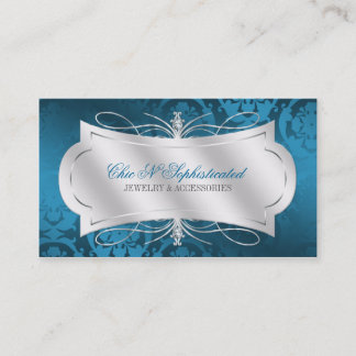 Verschwenderischer blauer Diamant-Damast-Strudel Visitenkarte