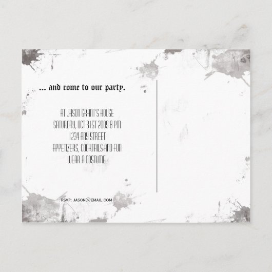 Verschwinde! EVP Postcard Halloween Einladung (Rückseite)