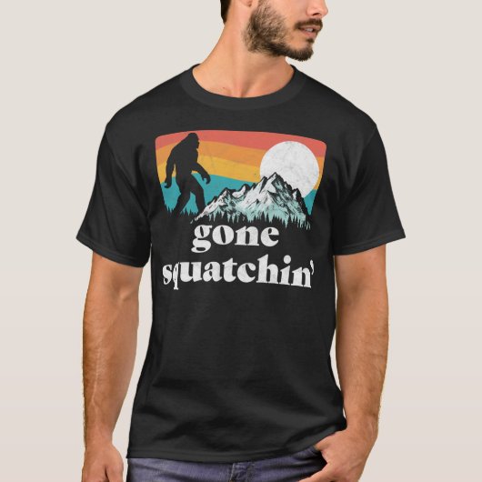 Verschwinde! Funny Bigfoot Mountains Retro Gra T-Shirt (Vorderseite)