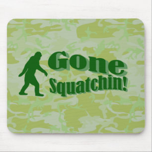 Verschwinden Squatchin-Text auf grüner Tarnung Mousepad