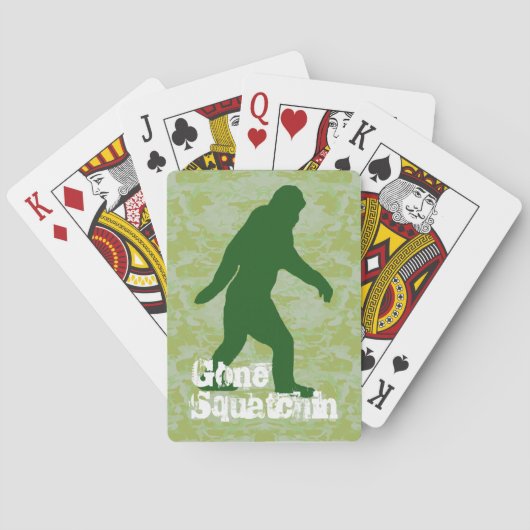 Verschwinden Squatchin-Text auf grüner Tarnung Spielkarten (Rückseite)
