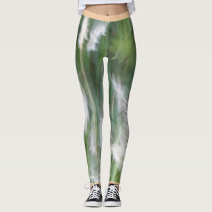 Verschwommen-grüne Leggings mit Pfirsichrand