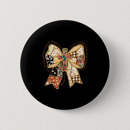 Verse Bible Coquette Christian Jesus Bow Patchwork Button (Vorderseite)