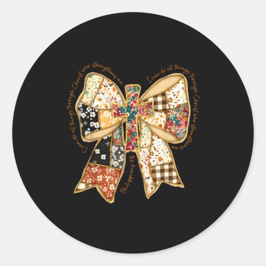 Verse Bible Coquette Christian Jesus Bow Patchwork Runder Aufkleber (Vorderseite)