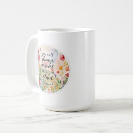 Verse reap sow harvest plant gardening faith kaffeetasse (Vorderseite Links)