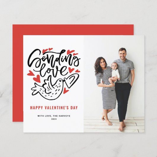 Versenden der Liebe Calligraphy Dove Valentine's D (Vorne/Hinten)