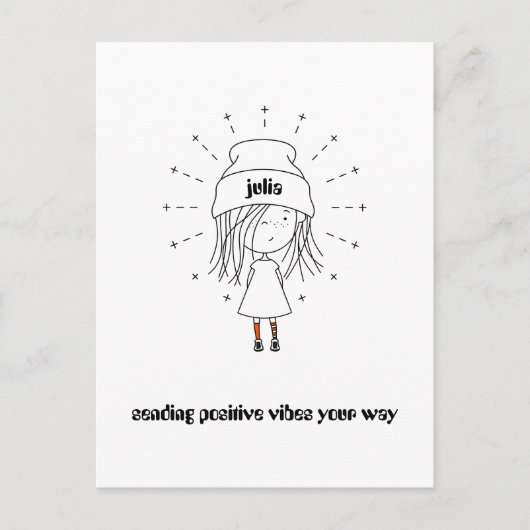Versenden positiver Vibes Your Way|Niedlicher Girl Postkarte (Vorderseite)