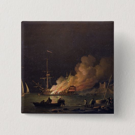 Versenden Sie auf Feuer nachts, c.1756 (Öl auf Button (Vorderseite)