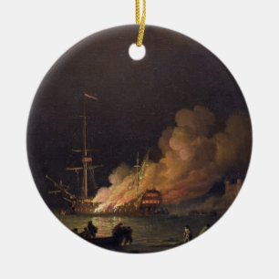 Versenden Sie auf Feuer nachts, c.1756 (Öl auf Keramikornament