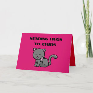 VERSENDEN VON HUGS GRAY CAT VALENTINE TAG KARTE