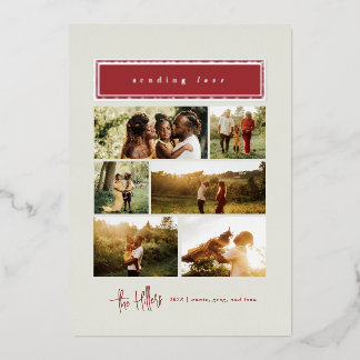 Versenden von Liebe Rot- und Goldfoto-Collage Folien Feiertagskarte