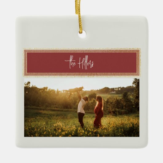 Versenden von Liebe Rot- und Goldfoto-Collage Keramikornament (Vorderseite)