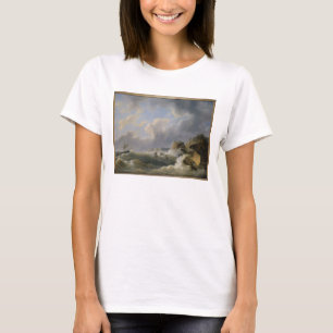 Versenden weg von einer Küstenlinie in einem raue T-Shirt