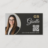 Versicherung Agent Slate Stone Schwarz Foto QR-Cod Visitenkarte (Vorderseite)