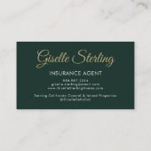 Versicherung Agent Smaragdgrün Gold Foto QR-Code Visitenkarte (Rückseite)