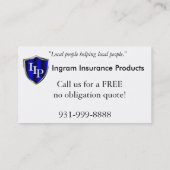 Versicherungs-Agent 3,5" x 2,0", 100 verpacken, Visitenkarte (Rückseite)