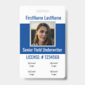 Versicherungs-Agent-Abzeichen-Front & Back Blue 4l Ausweis (Rückseite)