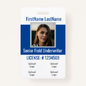 Versicherungs-Agent-Abzeichen-Front & Back Blue 4l Ausweis (Vorderseite)