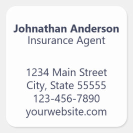 Versicherungs-Agent Midnight Blue White Quadratischer Aufkleber