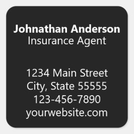 Versicherungs-Agent Schwarz-Weiß-Werbung Quadratischer Aufkleber