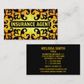 Versicherungs-Agent Sunshine Damask Visitenkarte (Vorne/Hinten)