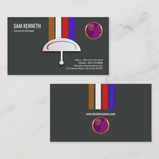 Versicherungs-Manager-bunte Visitenkarte (Vorne/Hinten)