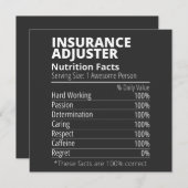 Versicherungsadjuster Nutrition Fakten Funny Einladung (Vorne/Hinten)