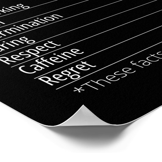 Versicherungsadjuster Nutrition Fakten Funny Poster (Ecke)