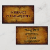 Versicherungsansprüche Adjuster Antike Visitenkart Visitenkarte (Vorne/Hinten)