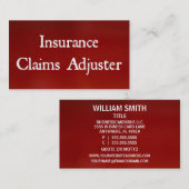 Versicherungsfälle Adjuster Bright Red Business Ca Visitenkarte (Vorne/Hinten)