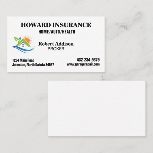 Versicherungsgesellschaft Visitenkarte (Vorne/Hinten)