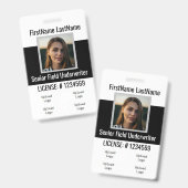 Versicherungsschutz-Agent-Abzeichen-Front und Back Ausweis (Vorder- & Rückseite)