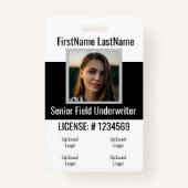 Versicherungsschutz-Agent-Abzeichen-Front und Back Ausweis (Rückseite)