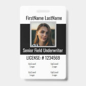 Versicherungsschutz-Agent-Abzeichen-Front und Back Ausweis (Rückseite)