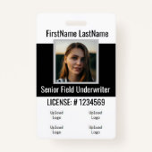 Versicherungsschutz-Agent-Abzeichen-Front und Back Ausweis (Rückseite)