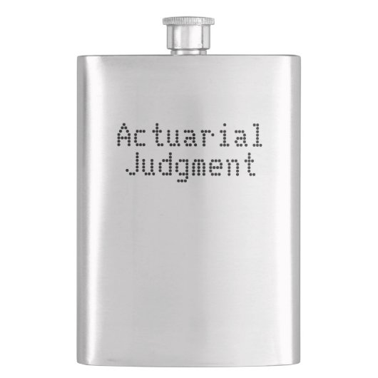 Versicherungsstatistisches Urteil in einer Flasche Flachmann (Vorderseite)