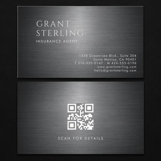 Versicherungsvertreter Metallischer QR-Code Visitenkarte