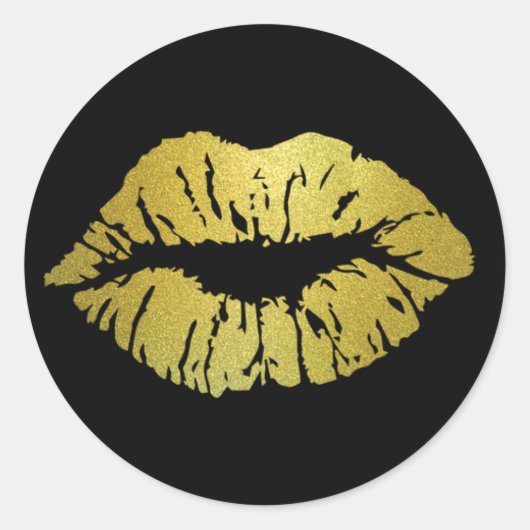 Versiegelt mit einem Kiss Gold Lip Print Round Sti Runder Aufkleber (Vorderseite)