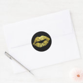 Versiegelt mit einem Kiss Gold Lip Print Round Sti Runder Aufkleber (Umschlag)