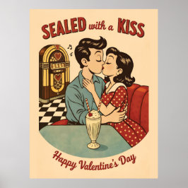 Versiegelt mit einem Kuss Retro 50er Jukebox  Poster