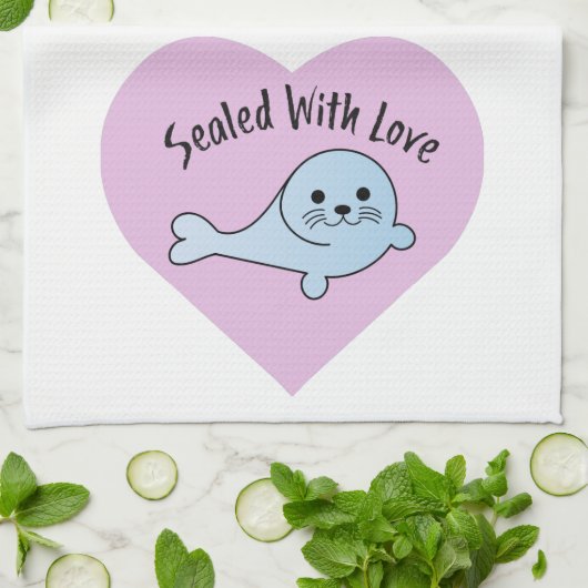 Versiegelt mit Liebe Siegel Geschirrtuch (Gefaltet)