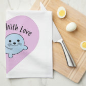 Versiegelt mit Liebe Siegel Geschirrtuch (Viertel Falte)