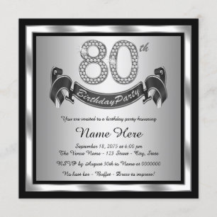 Versilbern Sie 80. Geburtstags-Party Einladung